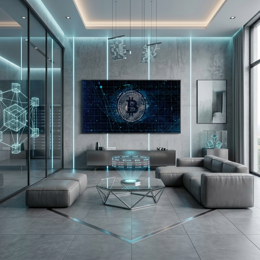 Bitcoin in Silberfarbe auf dunkelblauem Hintergrund Inspirierender Leinwand-Kunstdruck