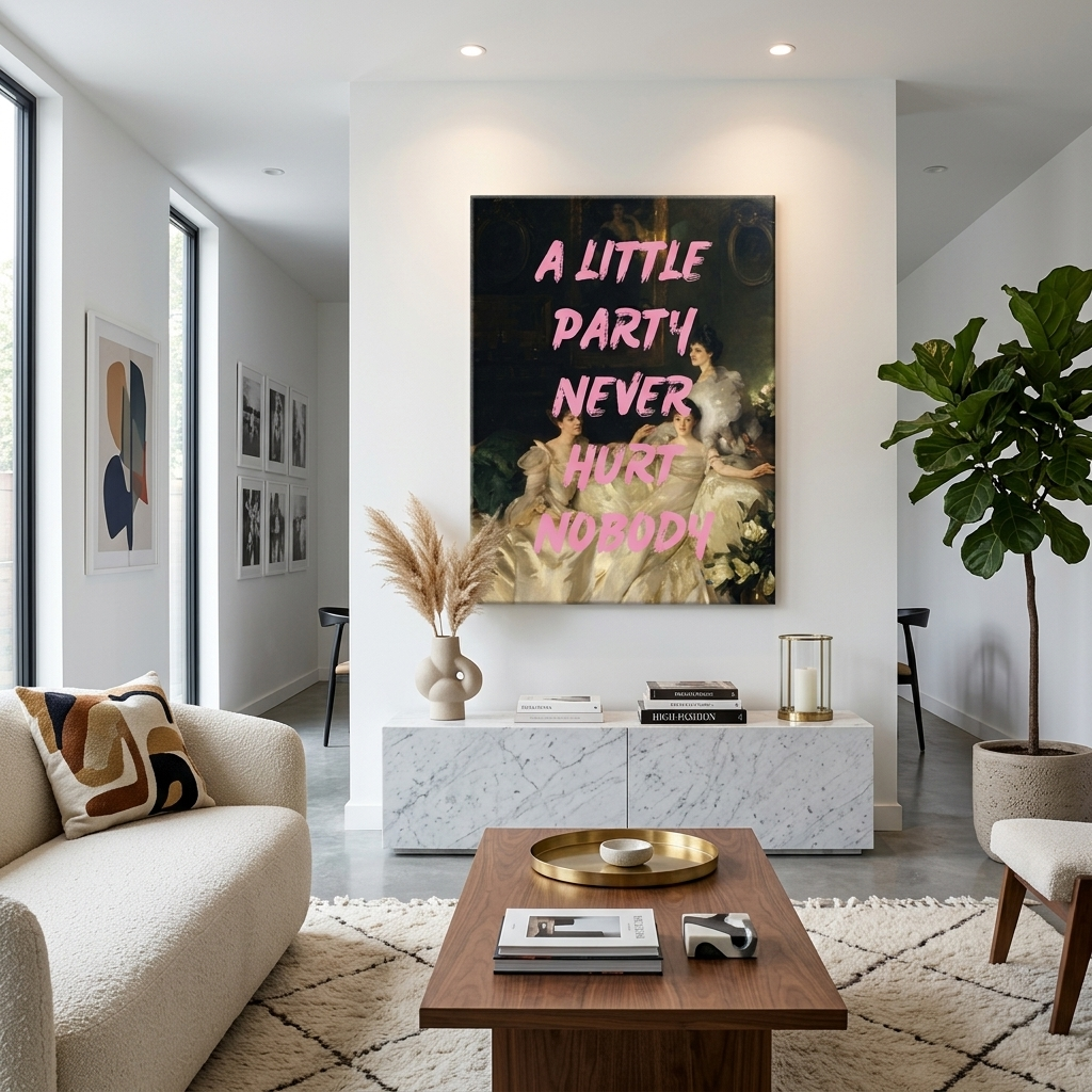 Kunstdruck auf Leinwand, Motiv: Die Wyndham Sisters. Eine kleine Party hat niemandem geschadet.