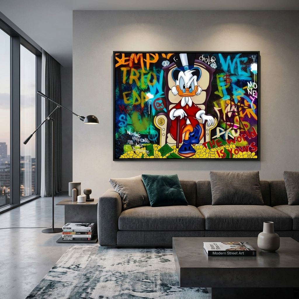 Scrooge – Die Welt gehört dir – Inspirierender Kunstdruck auf Leinwand