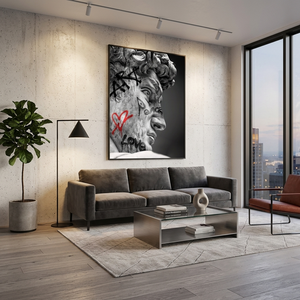 For home statue of David Canvas Wall Art Print