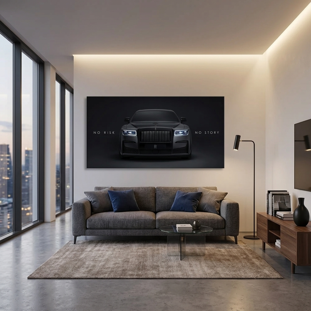 Rolls-Royce – Kein Risiko, keine Geschichte – motivierender Leinwand-Kunstdruck