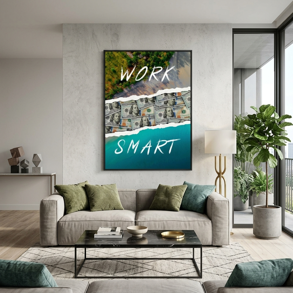Leinwandbild „Work Smart“, motivierend, Wandbild