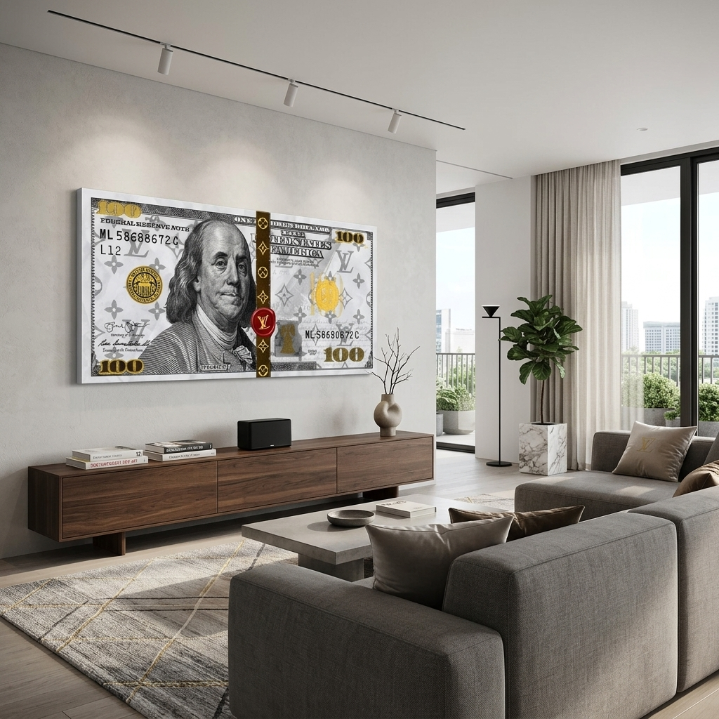 100 Dollar Weiß Franklin LV weiß inspirierende Leinwand Wand Kunstdruck