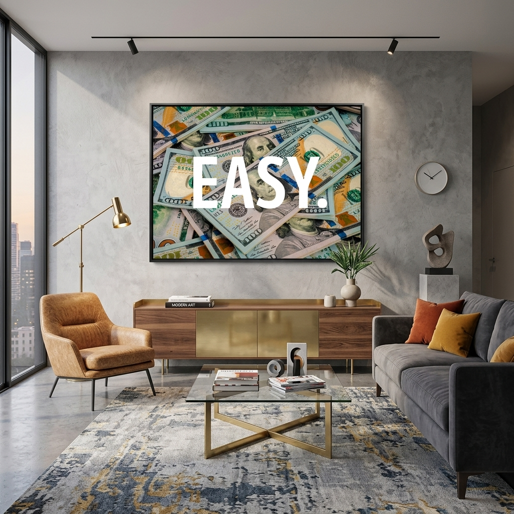 „EASY“ – inspirierender Kunstdruck auf Leinwand.