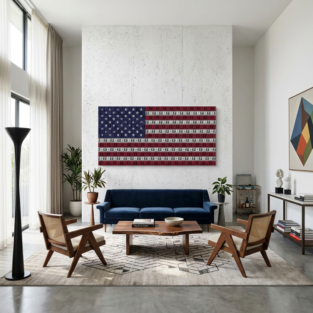 Inspirational Canvas Wall Art Print American dollar flag