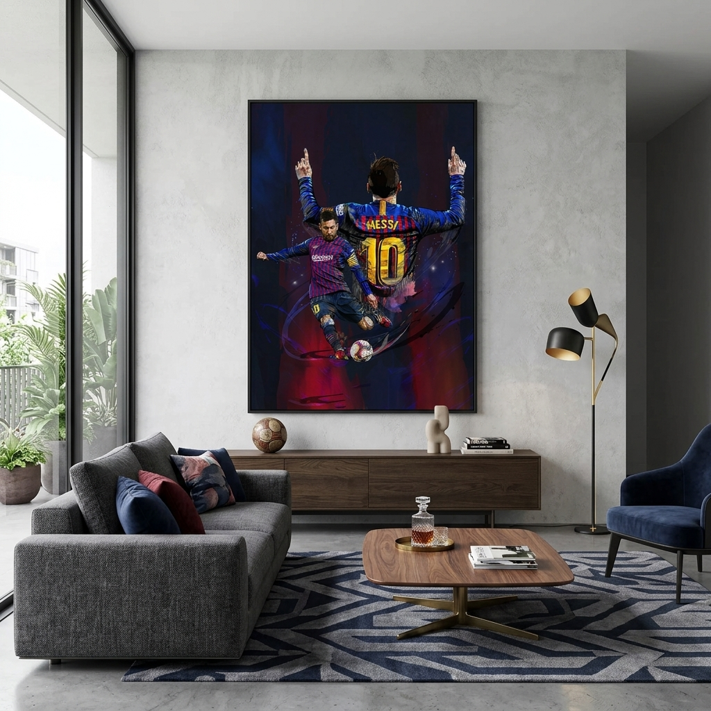 Kunstdruck auf Leinwand mit Fußballspieler Lionel Messi aus Barcelona