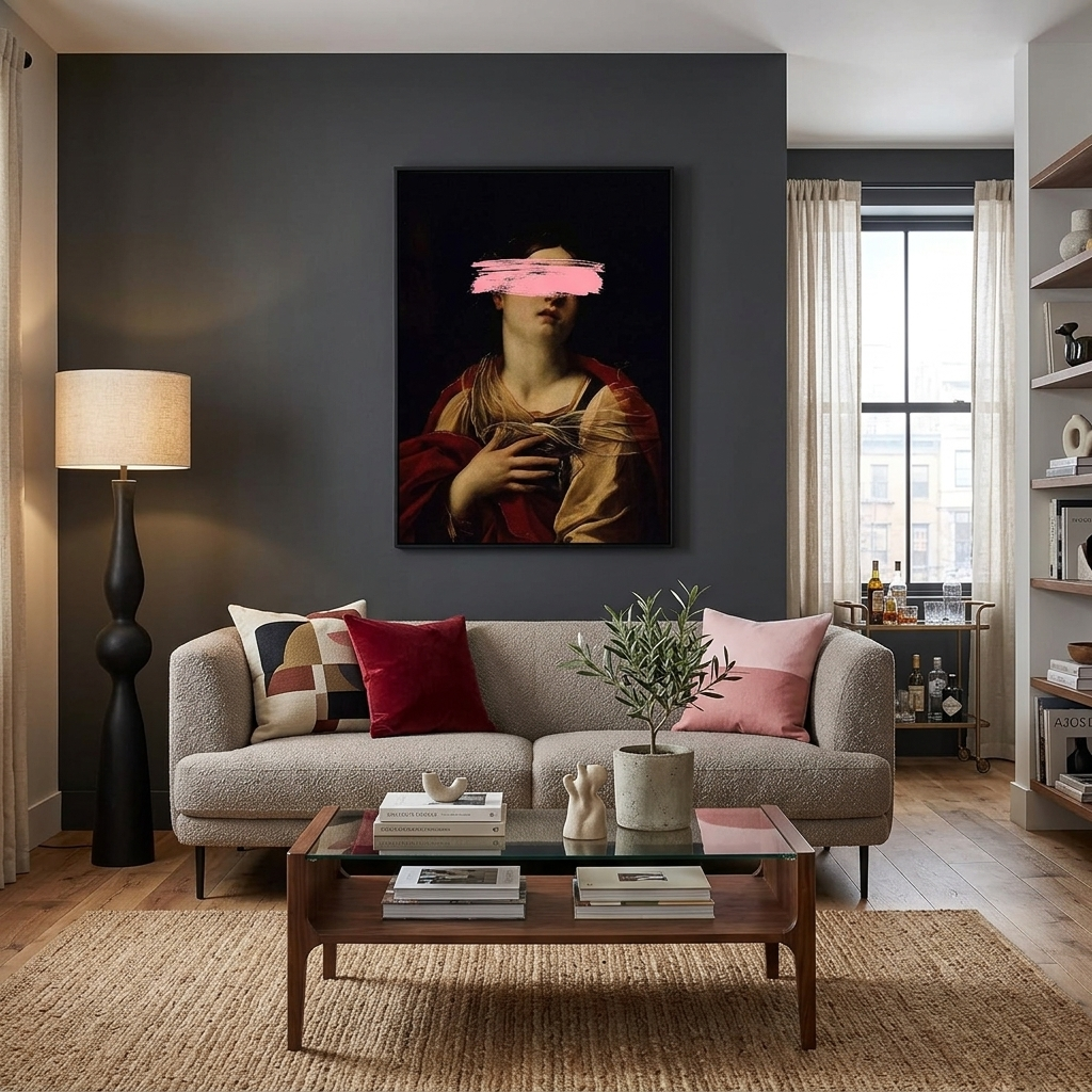 Leinwandbild Heilige Margarete mit rosa Farbe im Gesicht