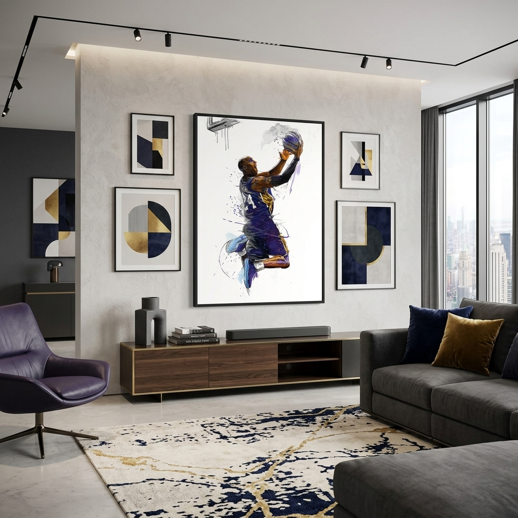 Kunstdruck auf Leinwand, Basketballspieler Kobe Bryant von den Los Angeles Lakers
