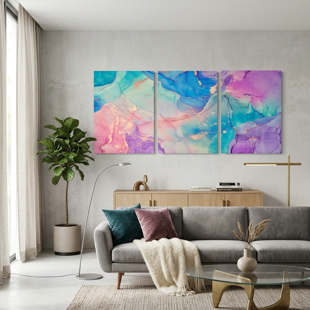 Modularer Kunstdruck auf Leinwand mit mehreren Teilen, Regenbogen-Abstraktion