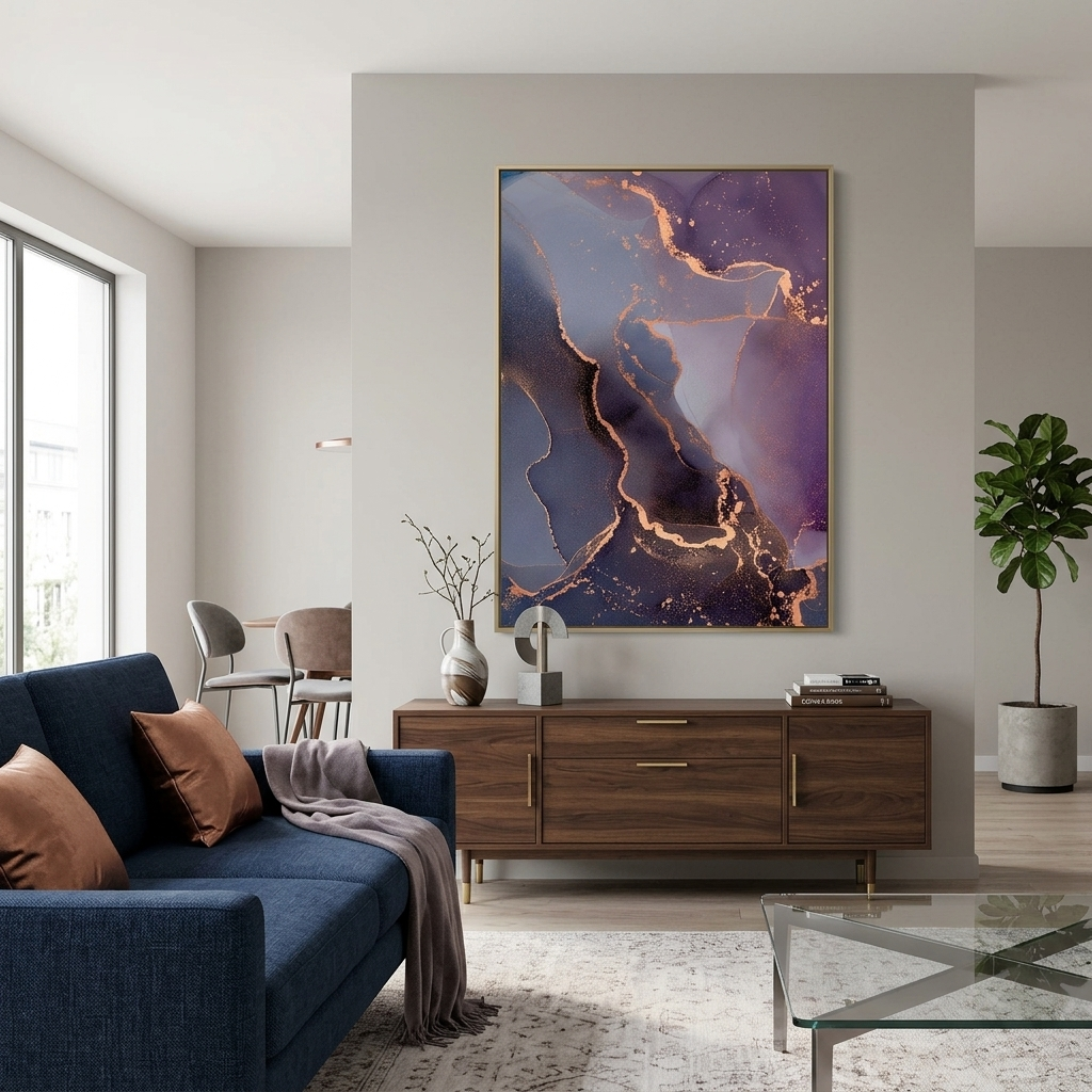 Lila und grau Abstraktion Leinwand Wand Kunstdruck