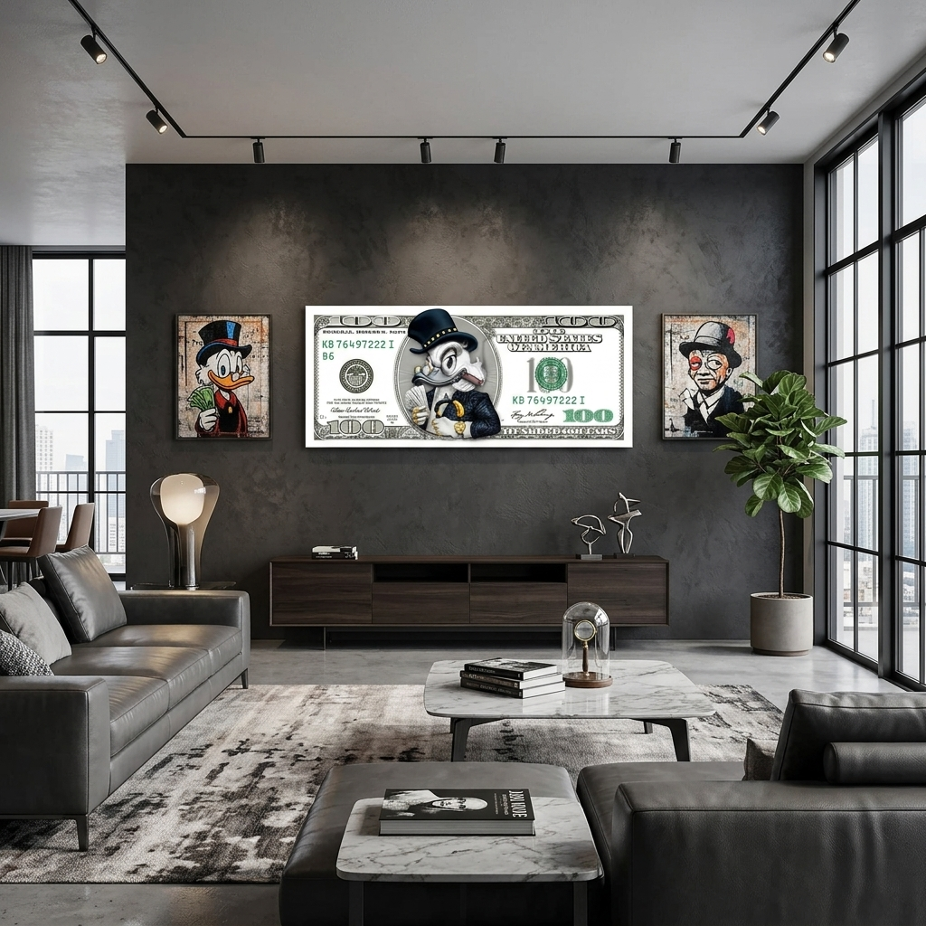 Inspirierender Kunstdruck auf Leinwand „Scrooge“ für 100 $