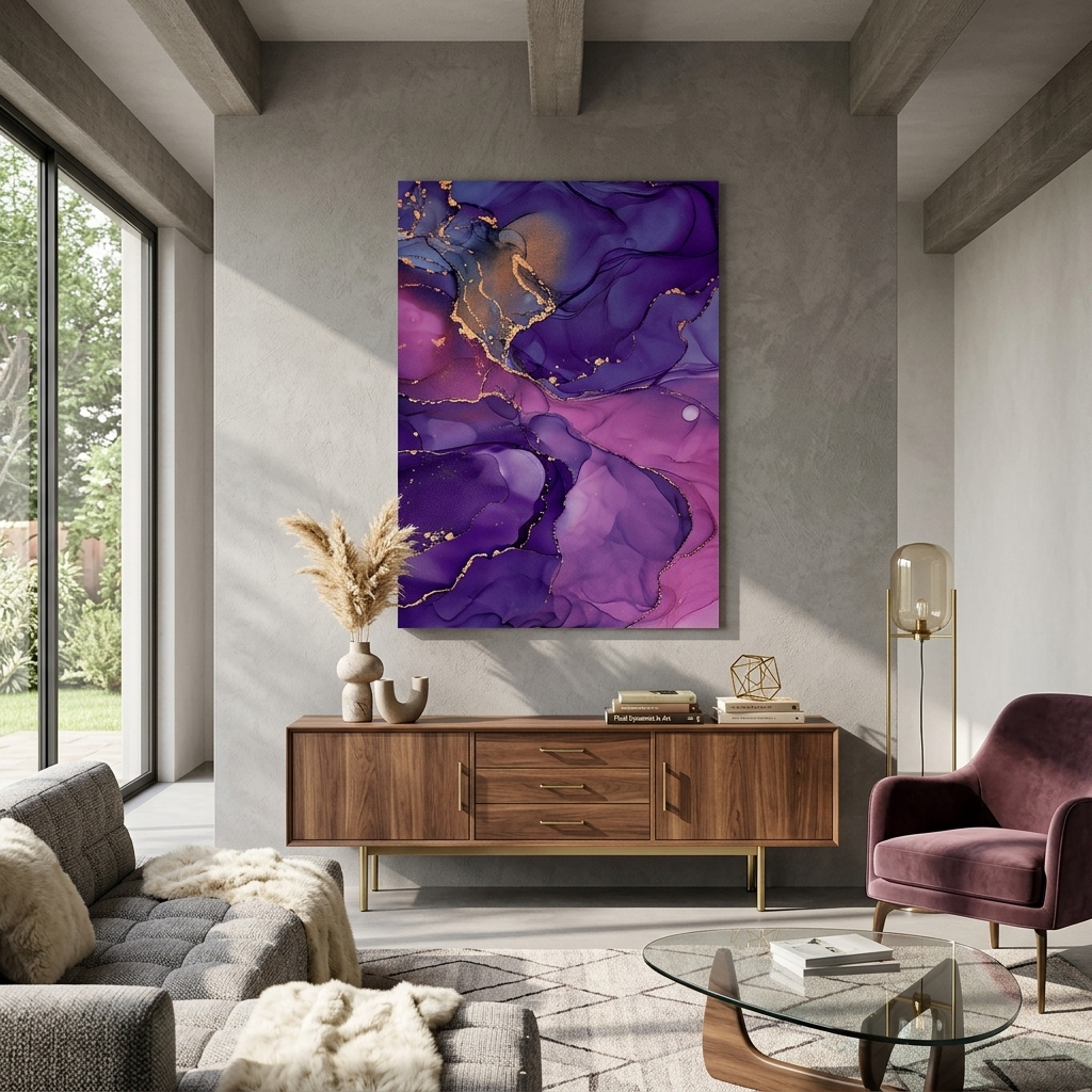 Violett-rosa Abstraktion Leinwand Wand Kunstdruck