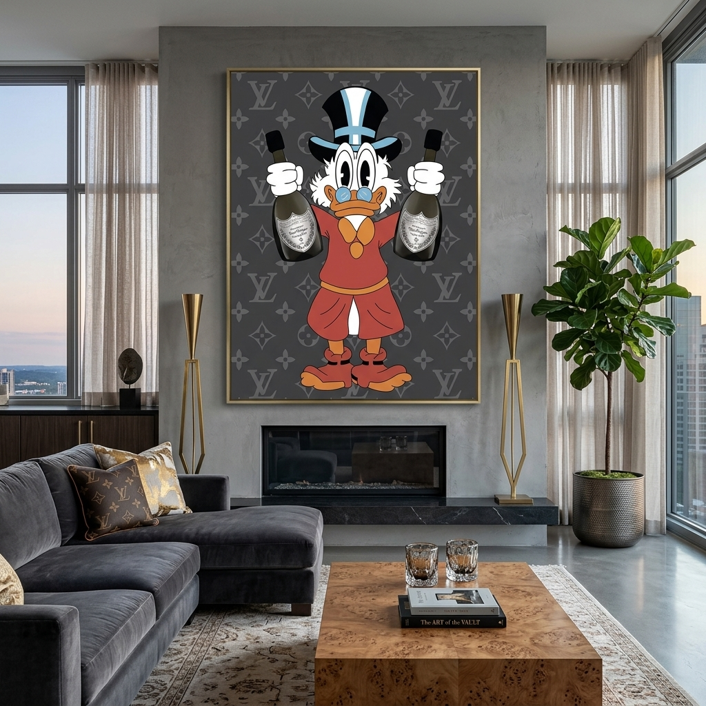 Scrooge mit Champagnergrau Inspirierender Kunstdruck auf Leinwand