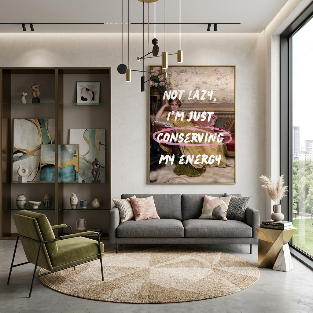 Kunstdruck auf Leinwand, Motiv: „Ich spare nur meine Energie“