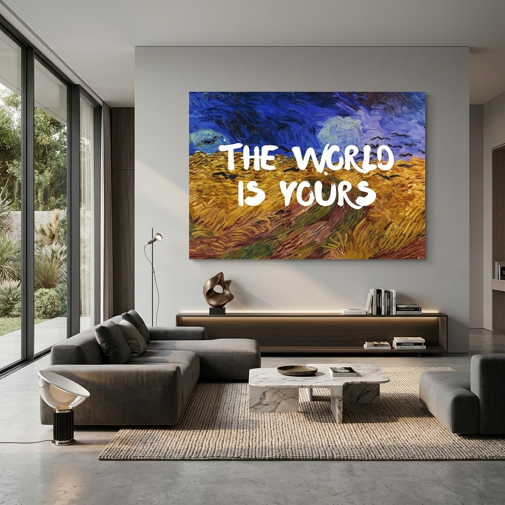 Kunstdruck auf Leinwand, Sternennacht, Van Gogh. Die Welt gehört dir