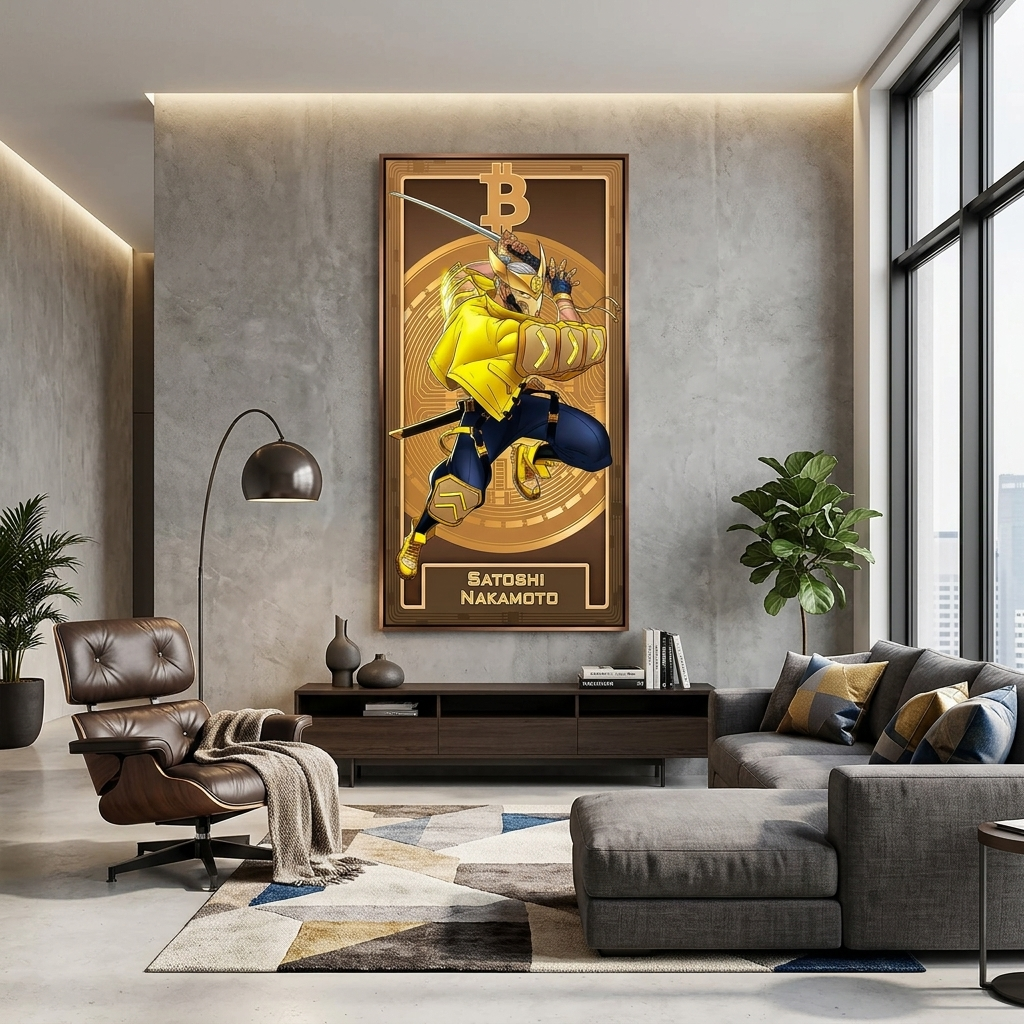 Money Crypto-warrior Satoshi Nakamoto Bitcoin Inspirational Canvas Wall Art Print