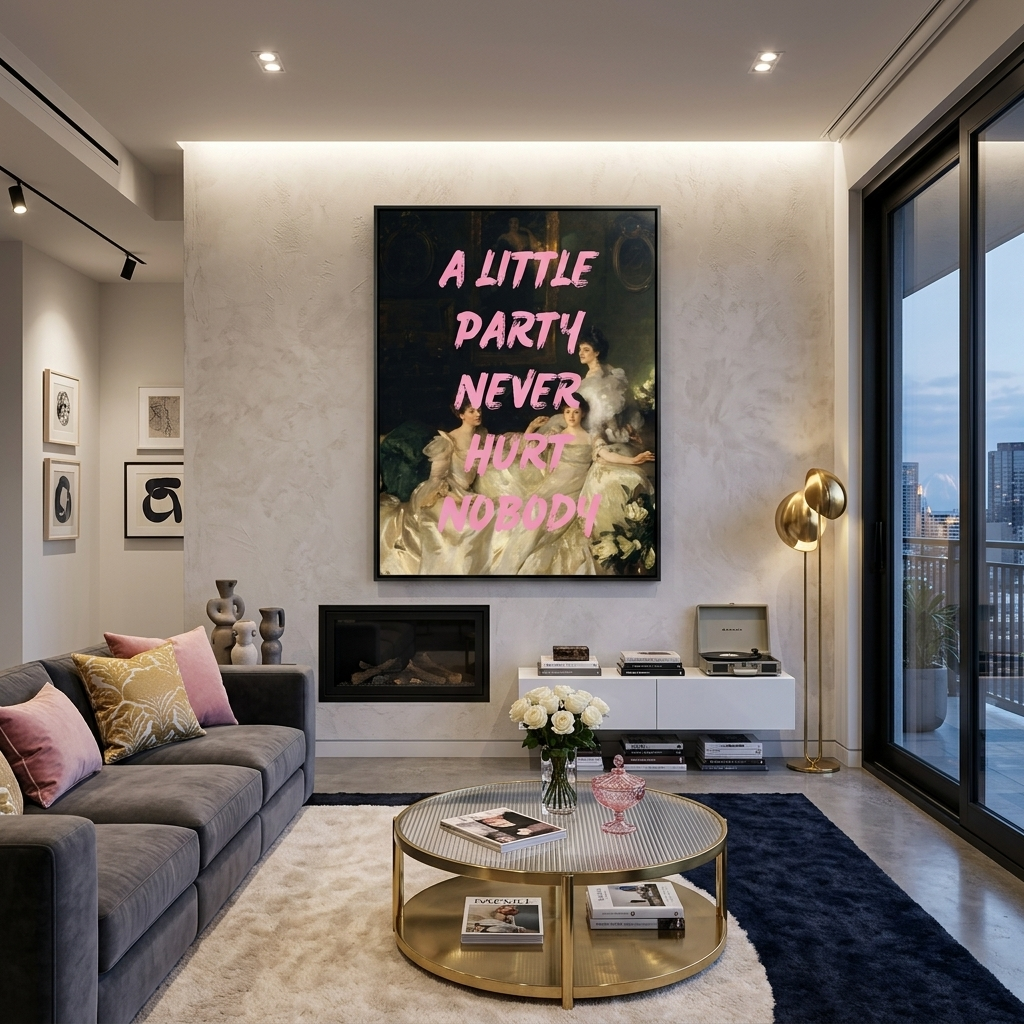 Kunstdruck auf Leinwand, Motiv: Die Wyndham Sisters. Eine kleine Party hat niemandem geschadet.