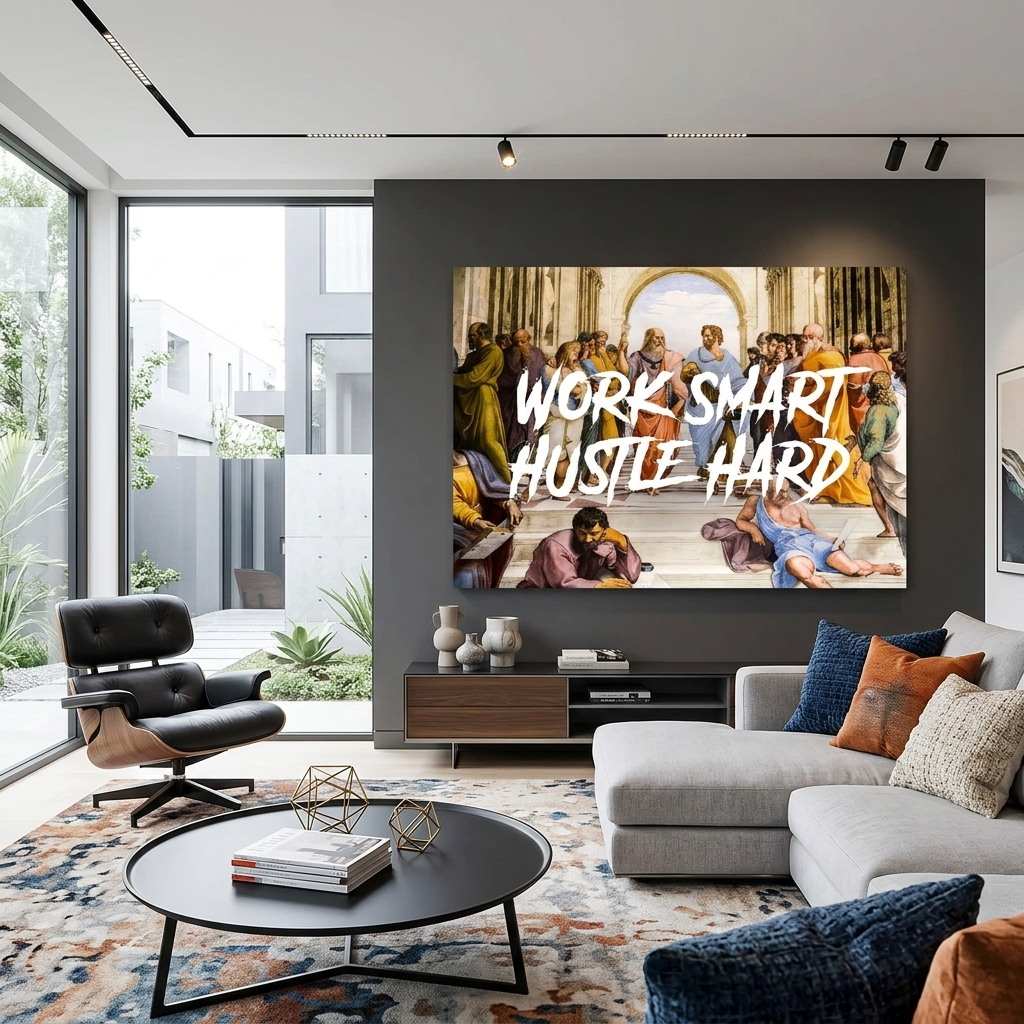 Philosophen arbeiten intelligent und fleißig, motivierender Leinwand-Kunstdruck