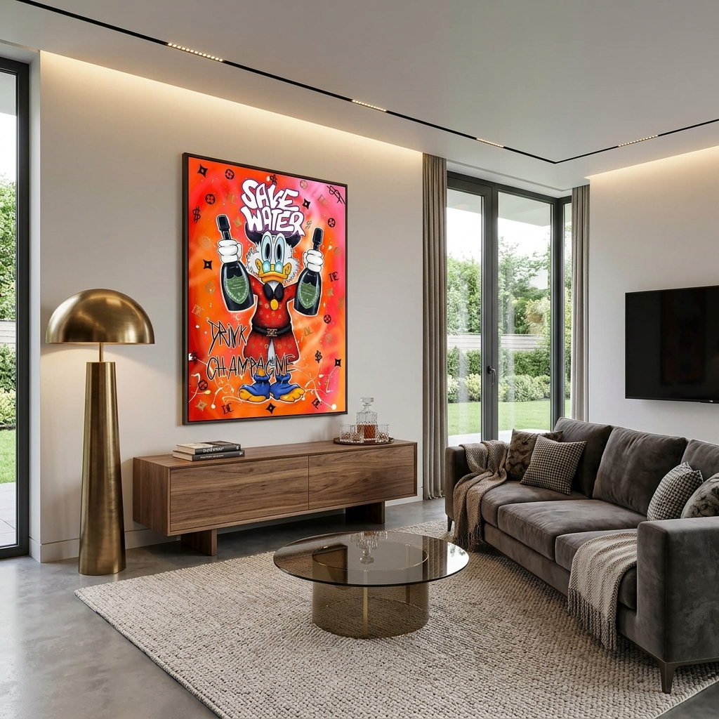 „Zeit für Geld statt Dollars und Uhren – inspirierender Kunstdruck auf Leinwand“
