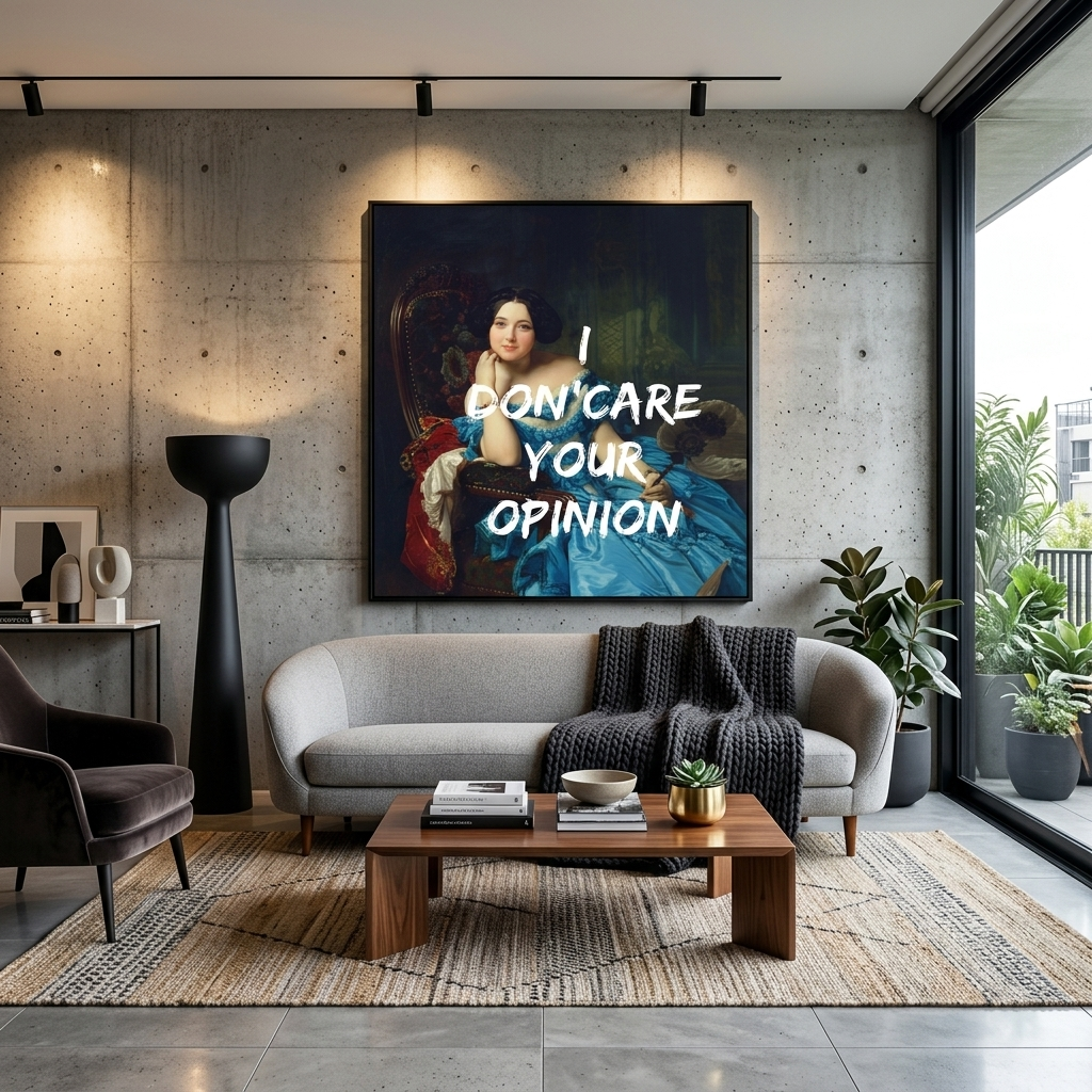 Kunstdruck auf Leinwand, Ihre Meinung ist mir egal