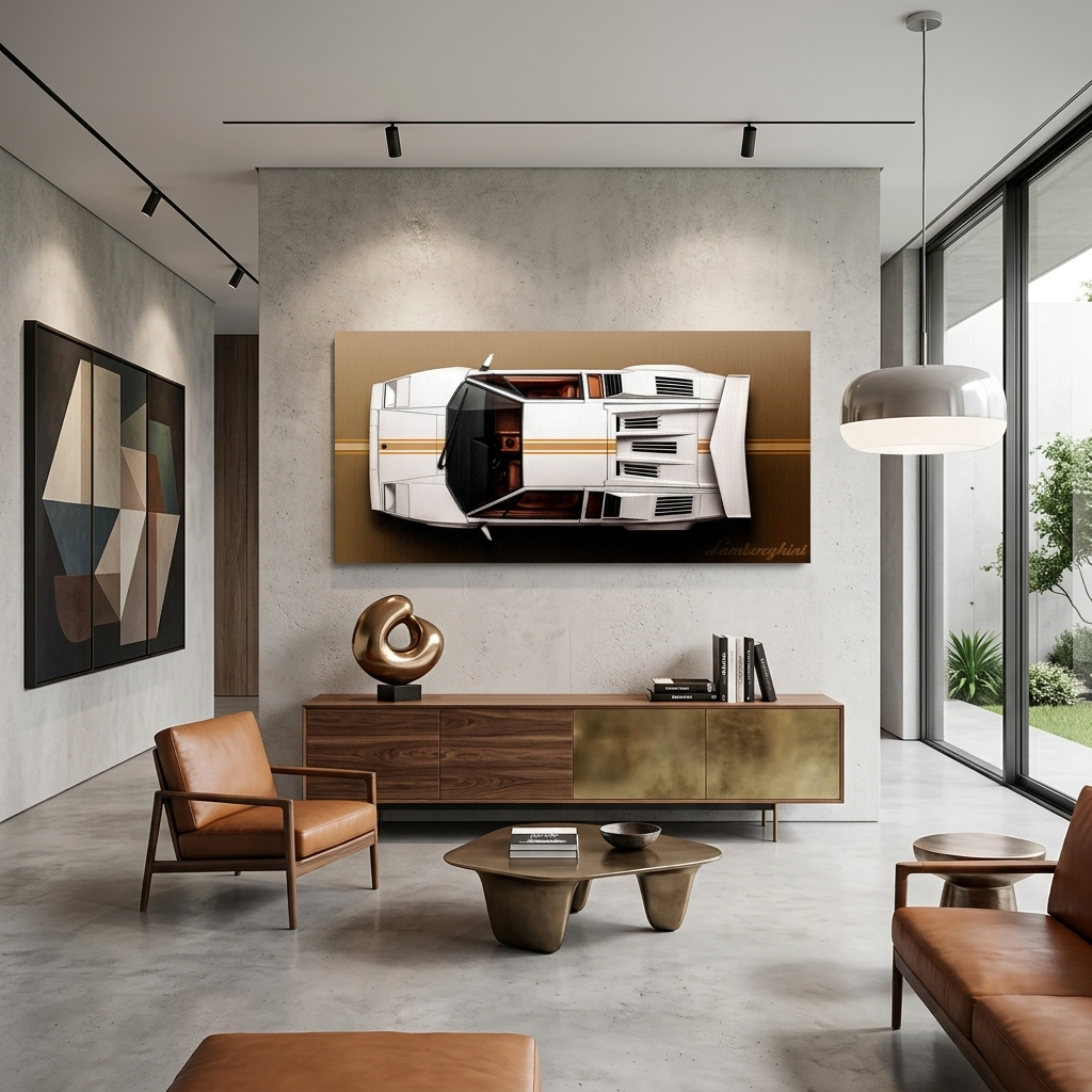 Leinwandbild, Porsche 911, grün, auf grauem Hintergrund