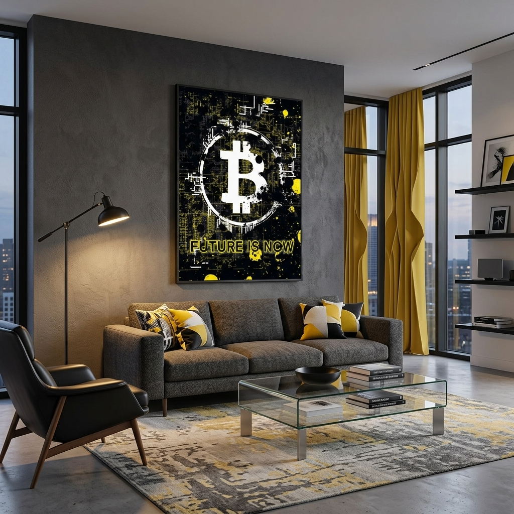Bitcoin Die Zukunft ist jetzt Inspirierender Kunstdruck auf Leinwand