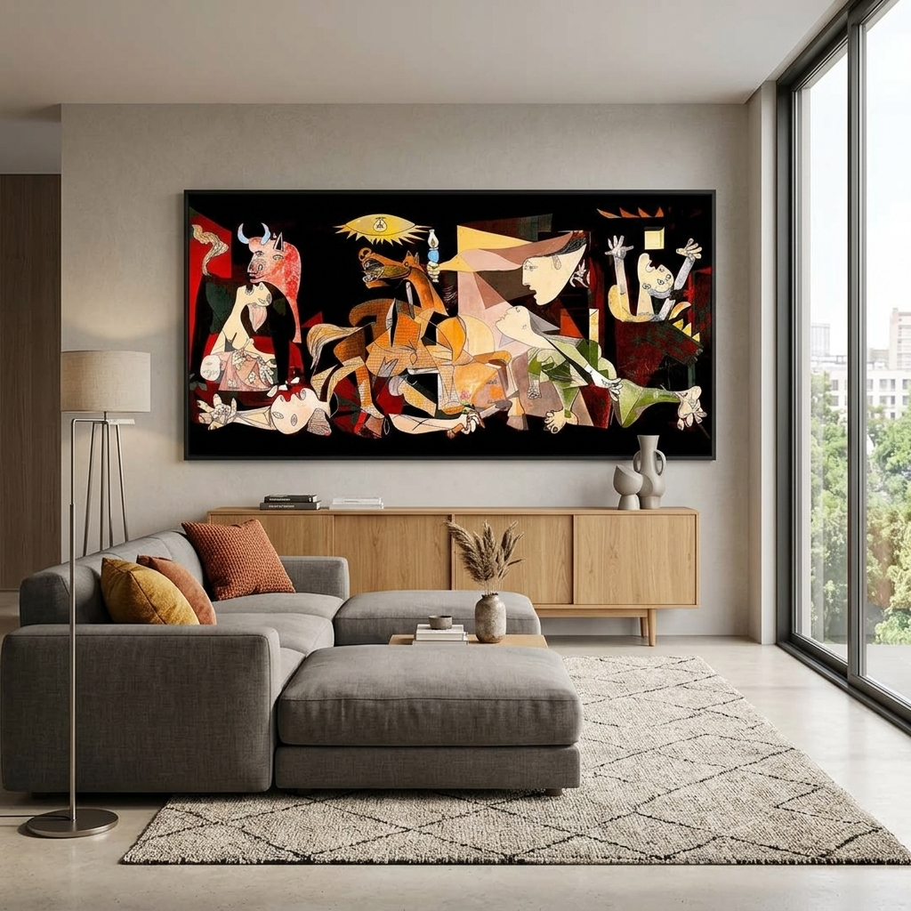 Reproduktion von Pablo Picasso Guernica in Farbe Reproduktion Leinwand Wand Kunstdruck