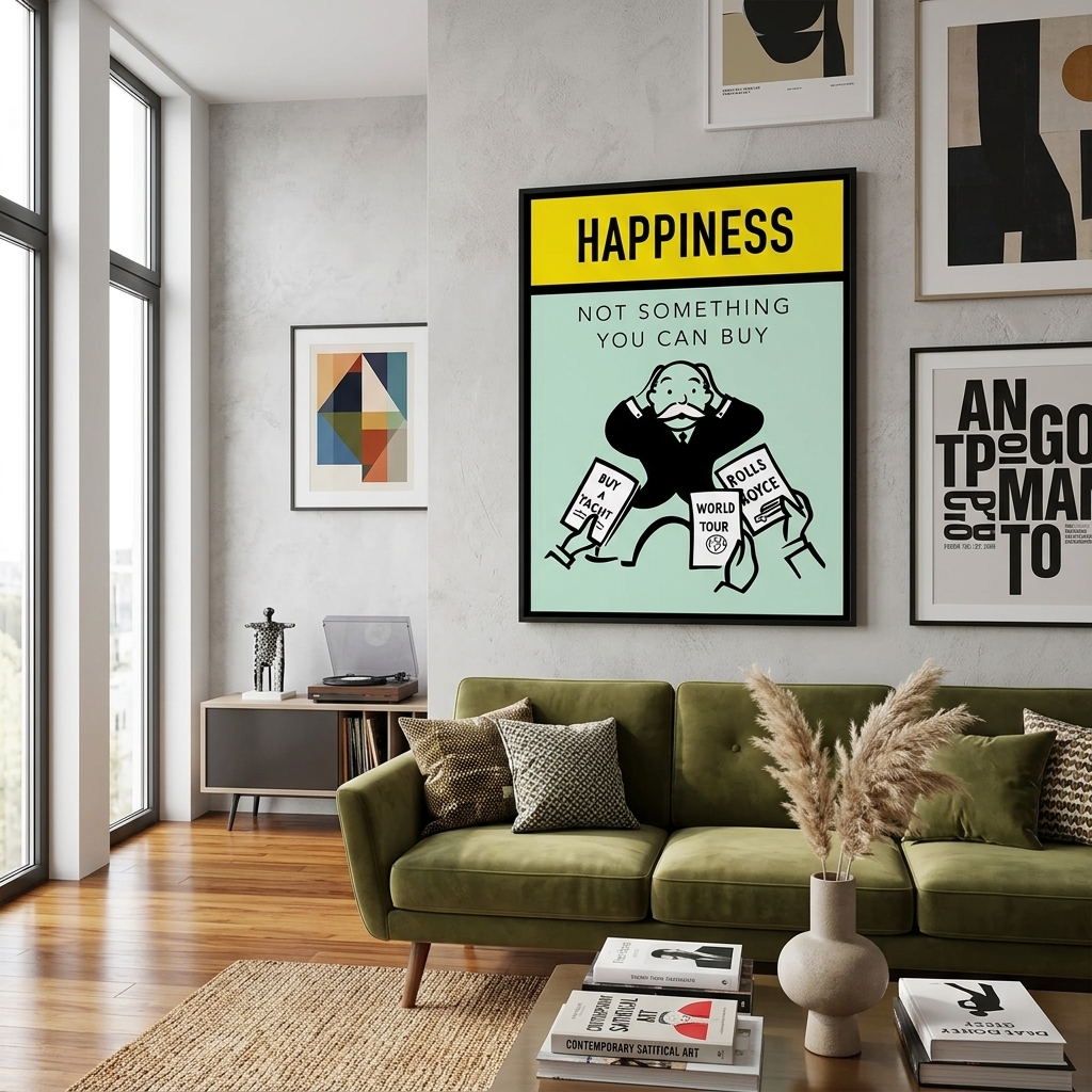 Monopoly Happines Canvas Wall Art Print