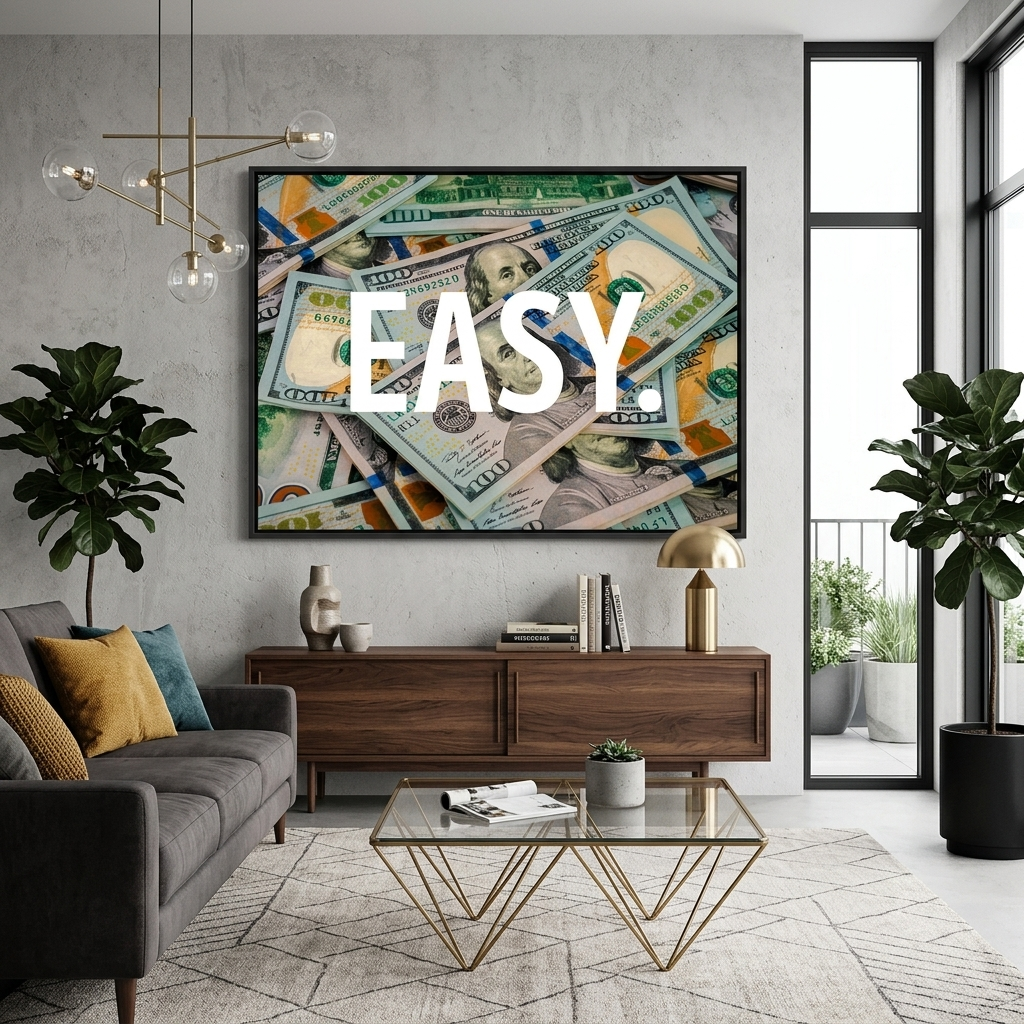„EASY“ – inspirierender Kunstdruck auf Leinwand.