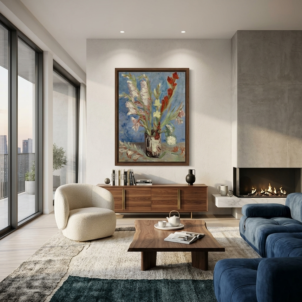 Reproduktion von Van Gogh, Gladiolenvase, Reproduktion auf Leinwand, Kunstdruck