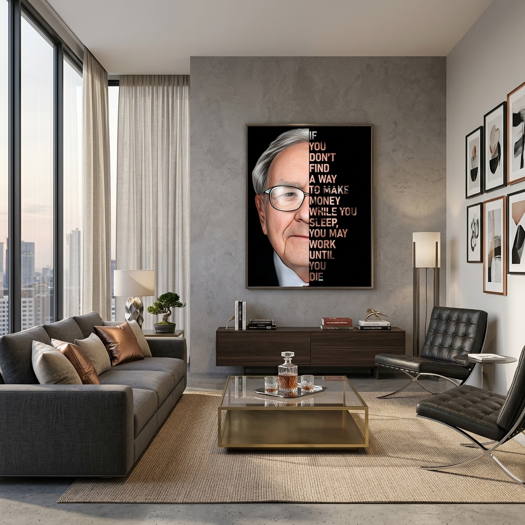 Zitat von Warren Buffett auf Englisch, motivierender Kunstdruck auf Leinwand