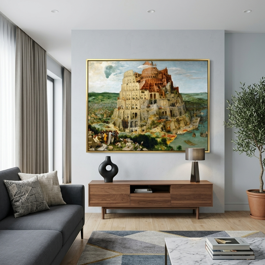 Reproduktion des Turms von Babel von Pieter Bruegel, Reproduktion auf Leinwand, Wand-Kunstdruck