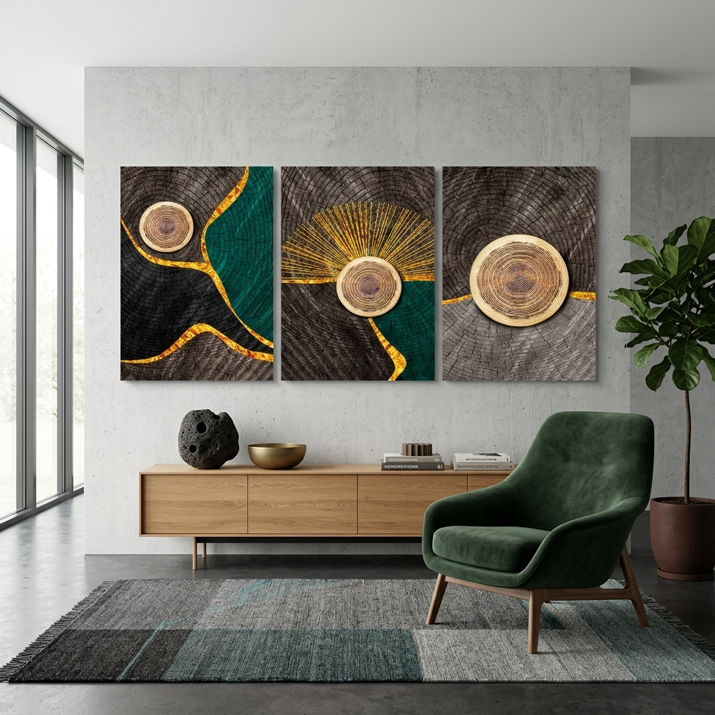 Modulare Abstraktion in goldenen dunklen und grauen Farbtönen Multi Panel Canvas Wand Kunstdruck