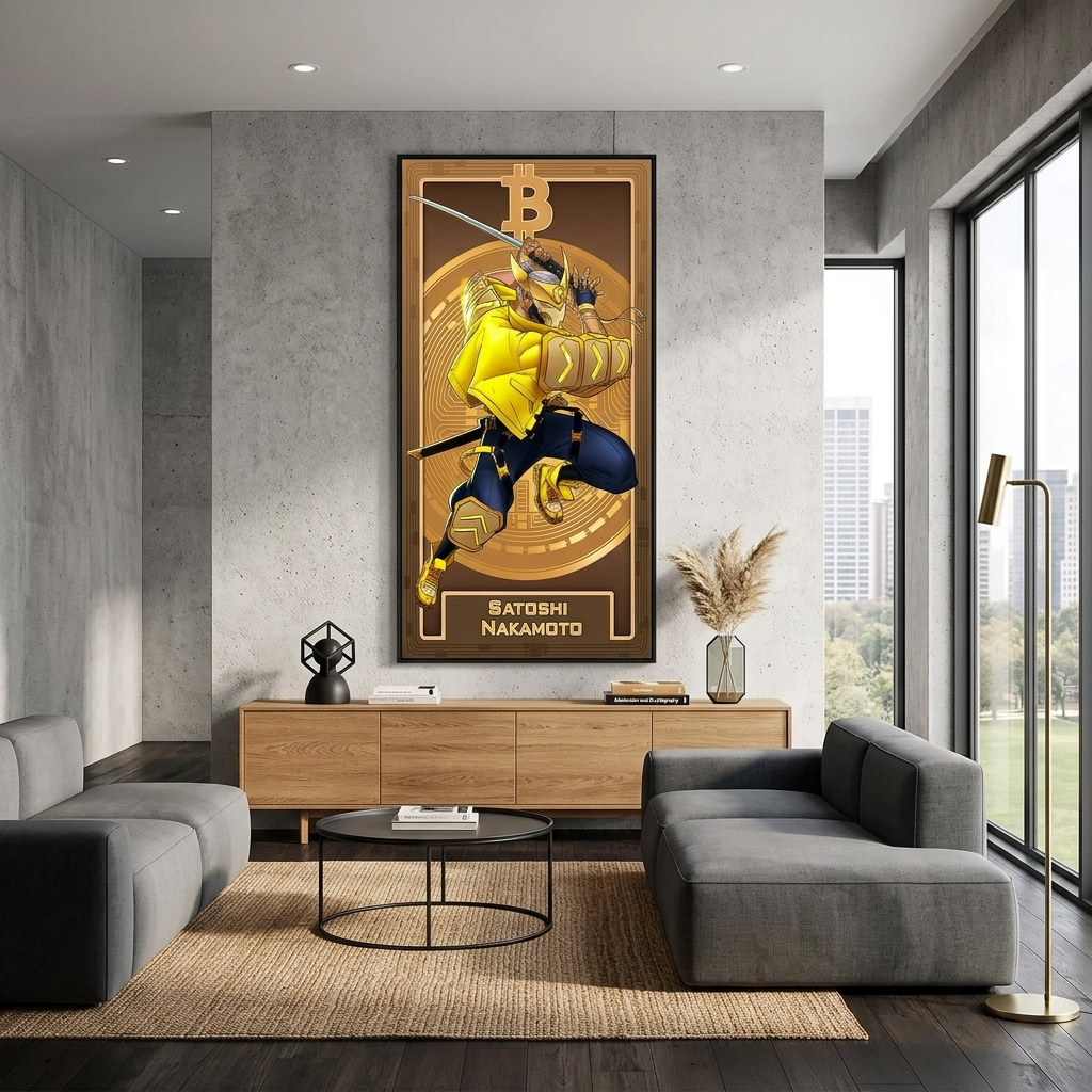 Money Crypto-warrior Satoshi Nakamoto Bitcoin Inspirational Canvas Wall Art Print