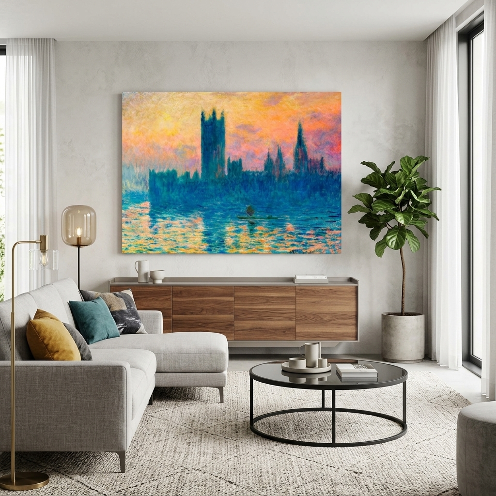 Reproduktion von London. Reproduktion des Parlaments auf Leinwand, Kunstdruck