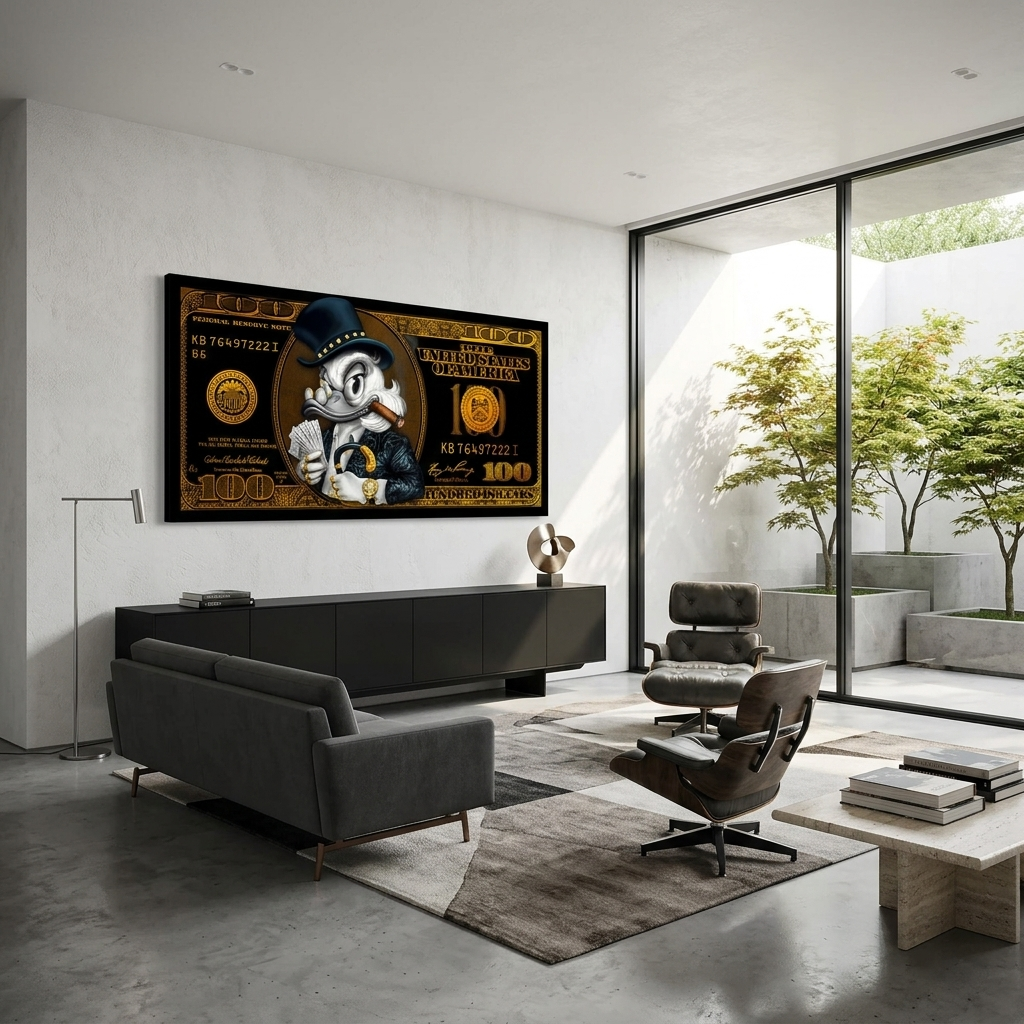 100 Dollar Schein schwarz und gold Scrooge motivierende Leinwand Wand Kunstdruck