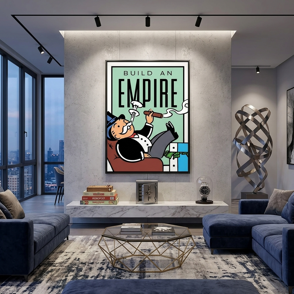 Bauen Sie Ihr Imperium auf – Monopoly – Kunstdruck auf Leinwand