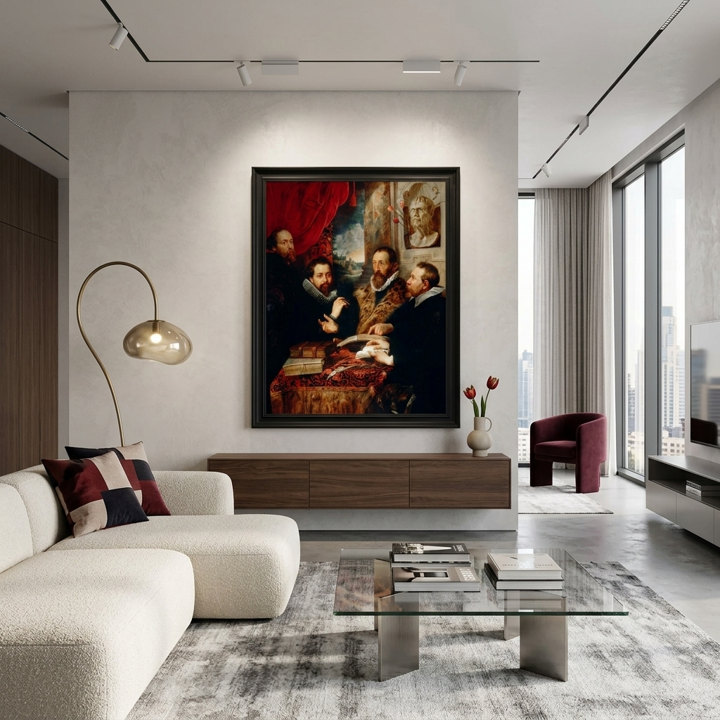 Reproduktion „Die vier Philosophen“ von Rubens, Reproduktion auf Leinwand, Kunstdruck