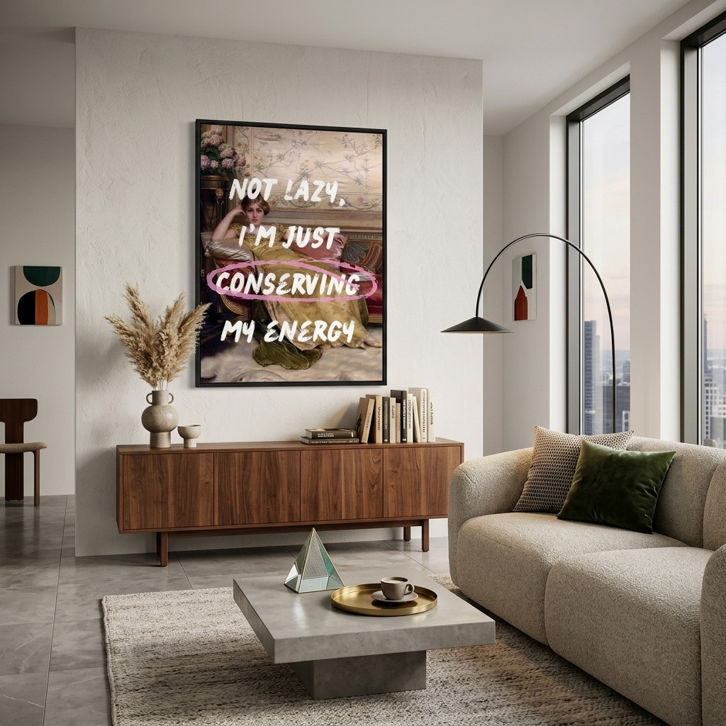 Kunstdruck auf Leinwand, Motiv: „Ich spare nur meine Energie“