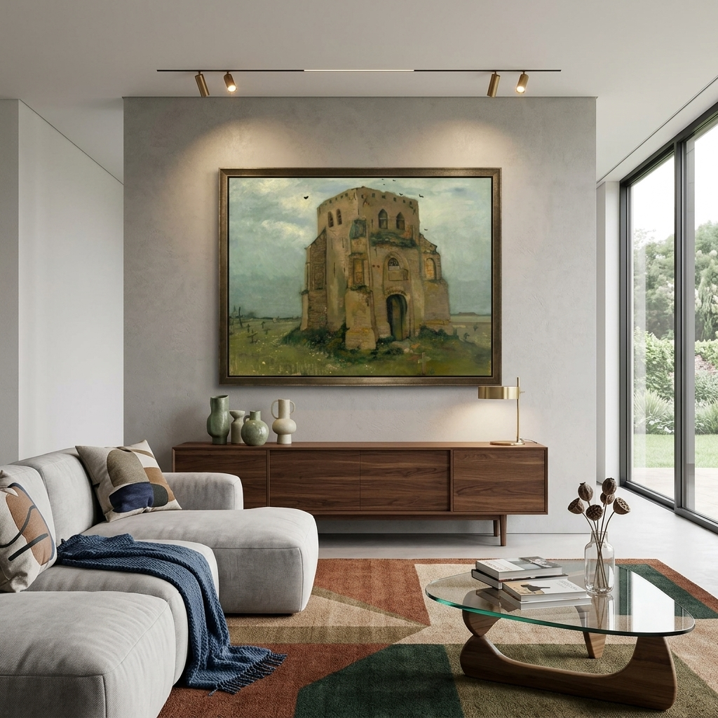 Reproduktion „Der alte Kirchturm in Nuenen“ von Van Gogh, Reproduktion auf Leinwand, Kunstdruck