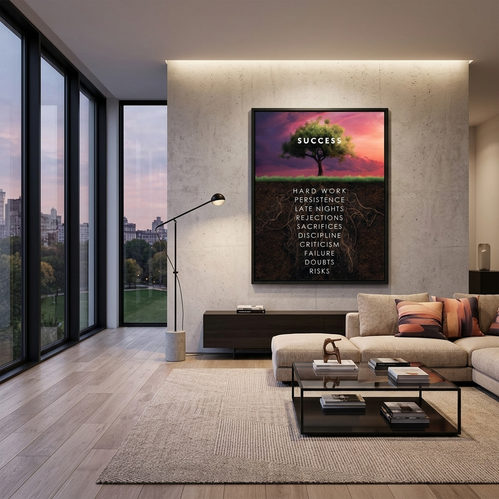 Um den Erfolgsbaum zu motivieren, motivierender Leinwand-Kunstdruck