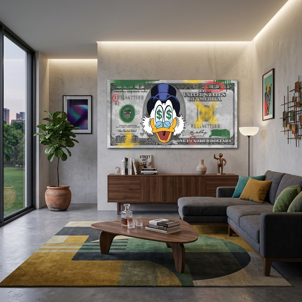 Scrooge Dollar Inspirierender Leinwand-Kunstdruck