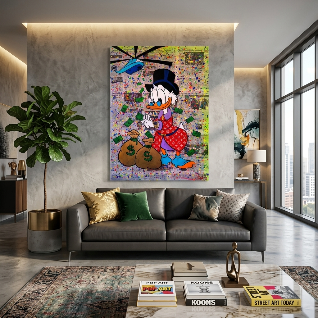 Scrooge money newspaper Inspirational Canvas Wall Art Print