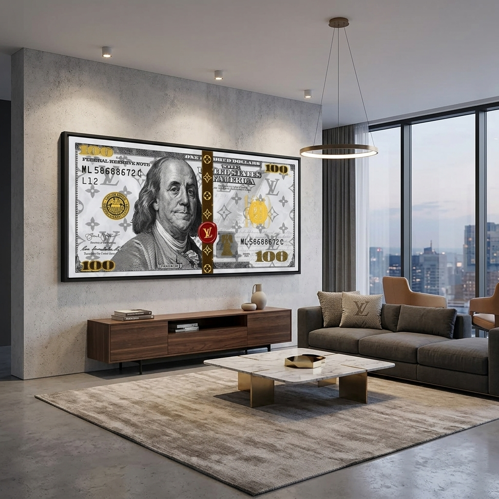 100 Dollar Weiß Franklin LV weiß inspirierende Leinwand Wand Kunstdruck