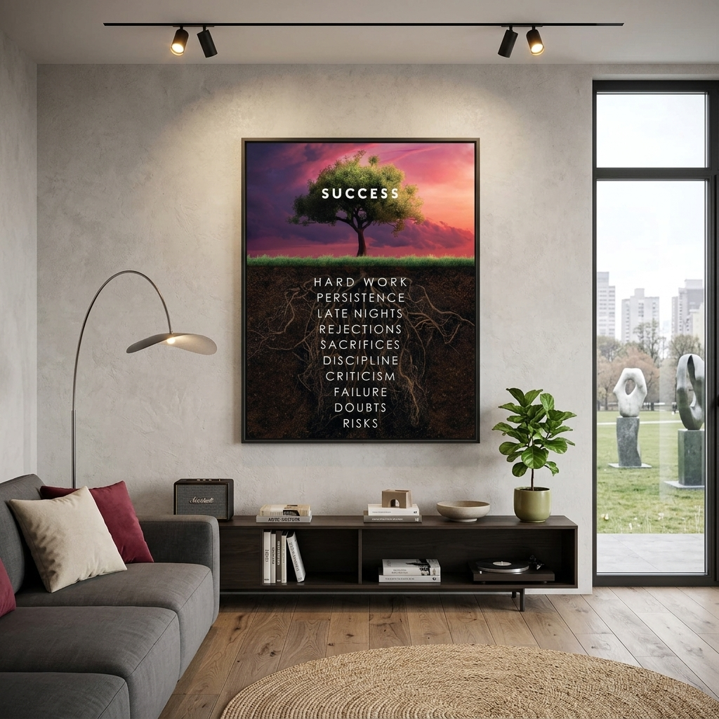 Um den Erfolgsbaum zu motivieren, motivierender Leinwand-Kunstdruck