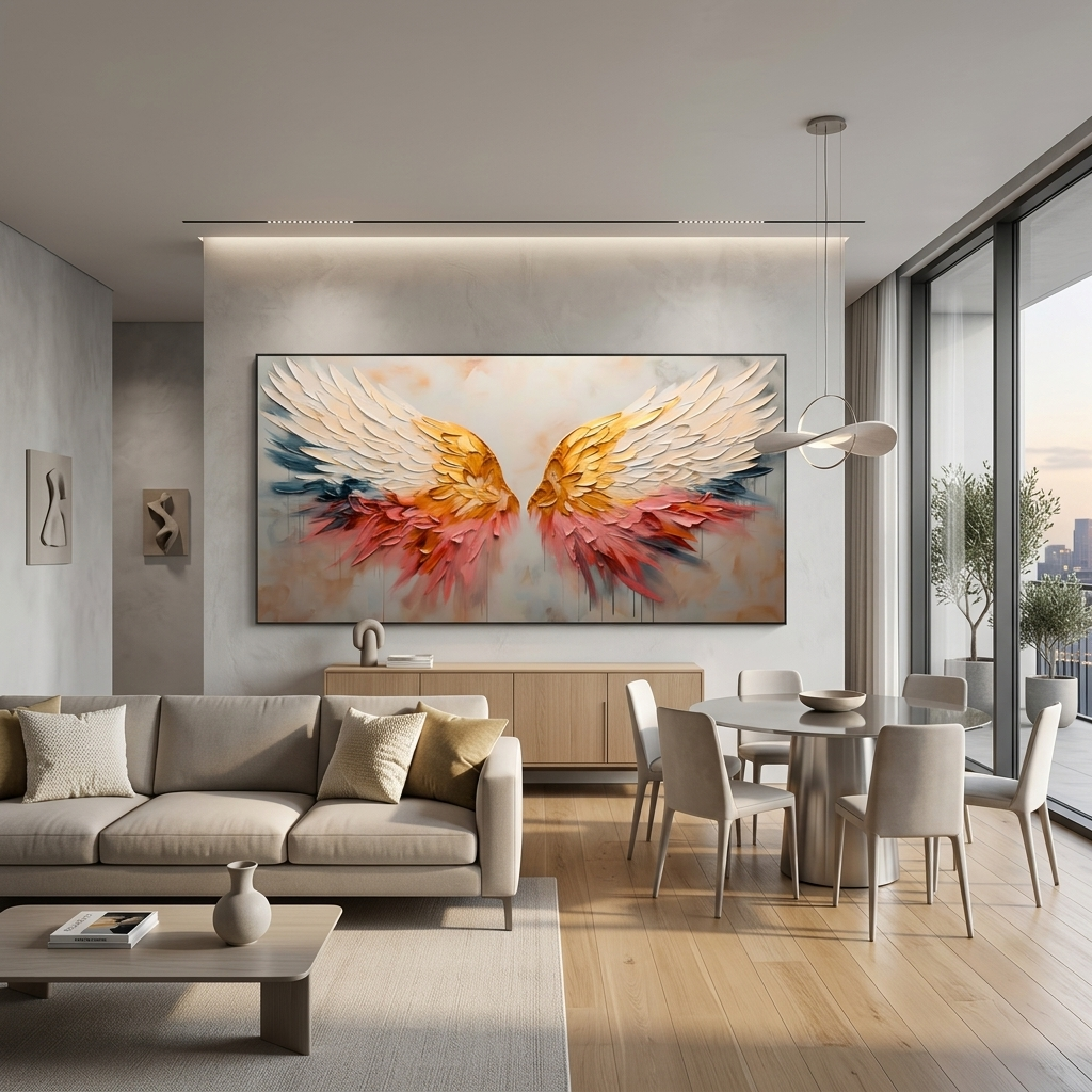 Kunstdruck auf Leinwand, abstrakt, Gelb, Blau und Rot