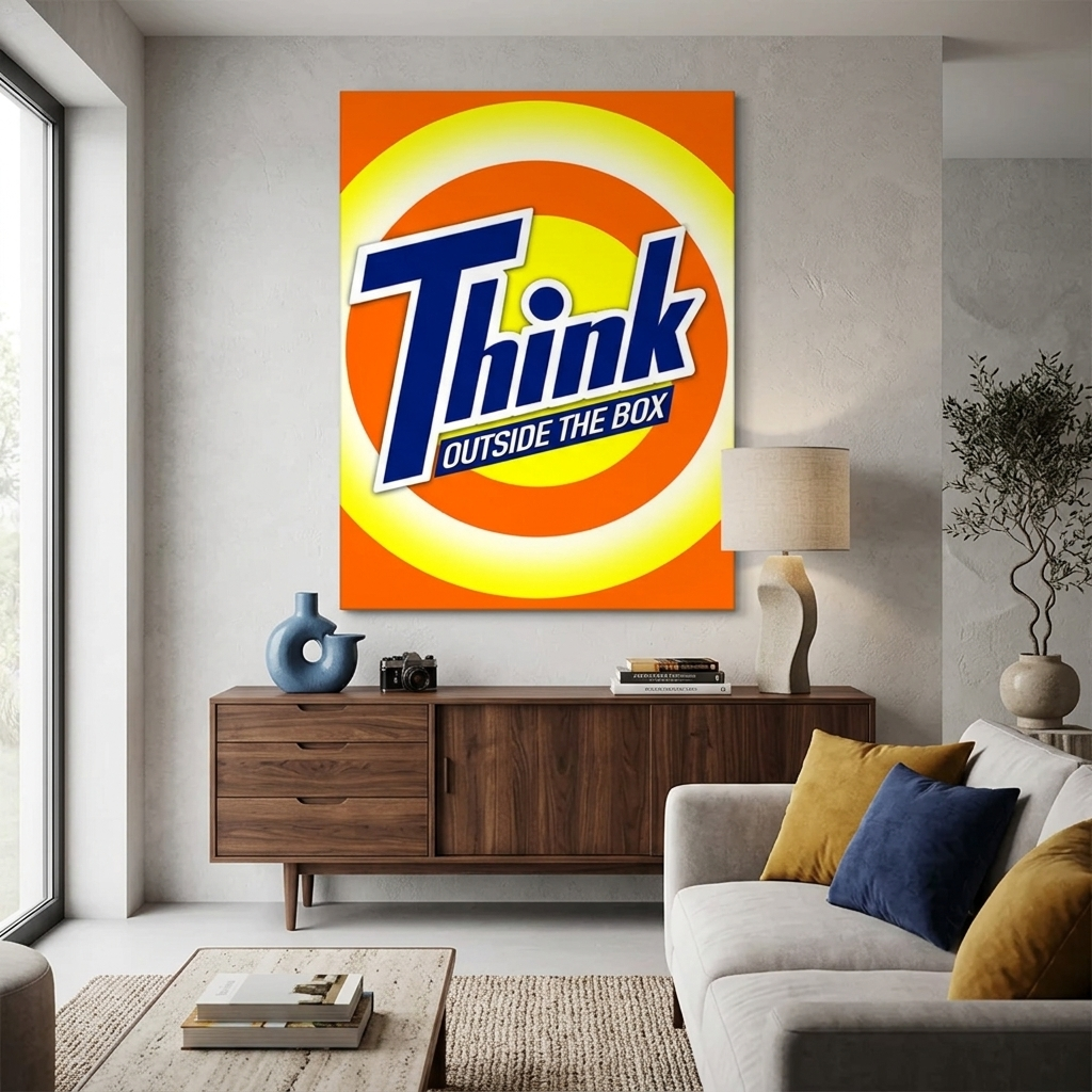 Zur Motivation: Denken Sie über den Tellerrand hinaus. Motivierender Kunstdruck auf Leinwand.