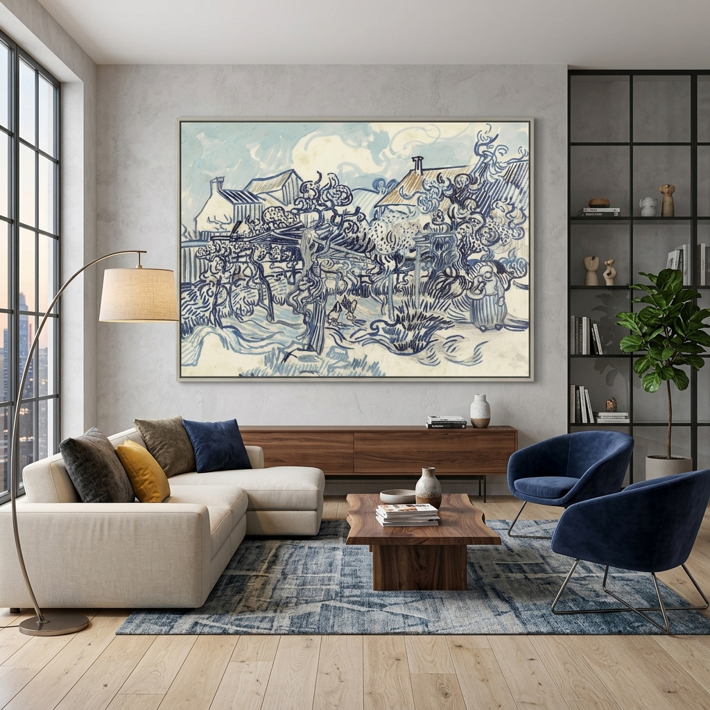Reproduktion „Ein alter Weinberg und eine Bäuerin“ von Van Gogh, Reproduktion auf Leinwand, Kunstdruck