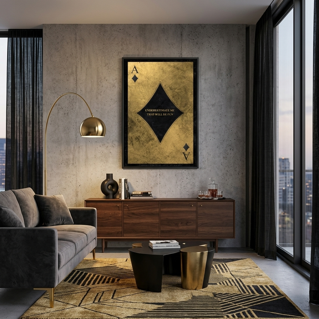 Golden Ace Motivational Canvas Wall Art Print