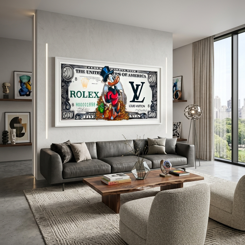 100 $ Pop-Art-Kunstdruck auf Leinwand